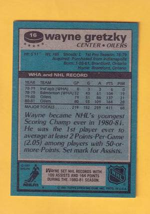 1981-82 Topps #16 Wayne Gretzky NM-MT Edmonton Oilers #32391