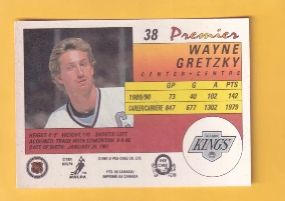 1990-91 O-Pee-Chee Premier #38 Wayne Gretzky NM-MT Los Angeles Kings #32355