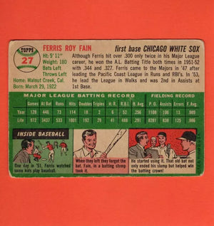 1954 Topps #27 Ferris Fain VG Very Good Chicago White Sox