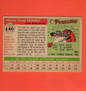 1955 Topps #140 Mel Parnell VG+ Very Good Plus Boston Red Sox