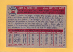 1957 Topps #39 Al Worthington EX Excellent RC Rookie New York Giants