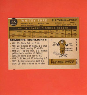 1960 Topps #35 Whitey Ford VG/EX Very Good/Excellent New York Yankees