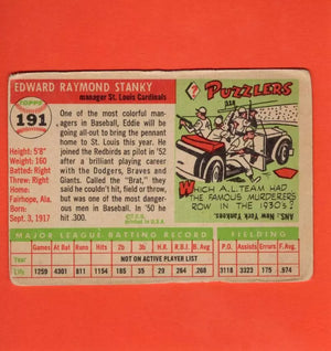 1955 Topps #191 Eddie Stanky MG G Good St. Louis Cardinals
