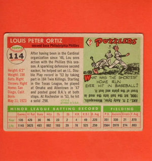 1955 Topps #114 Lou Ortiz VG+ Very Good Plus RC Rookie Philadelphia Phillies