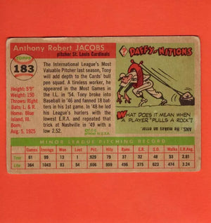 1955 Topps #183 Tony Jacobs G Good RC Rookie St. Louis Cardinals