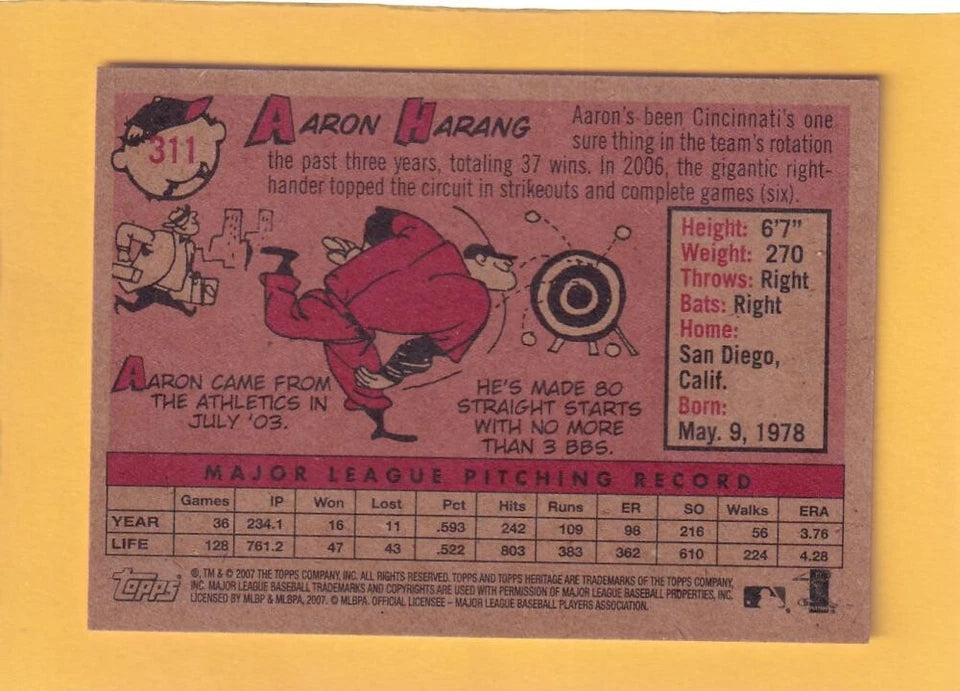2007 Topps Heritage #311 Aaron Harang NM-MT+ SP Cincinnati Reds