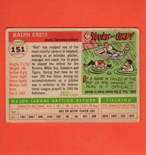 1955 Topps #151 Red Kress CO VG Very Good Cleveland Indians