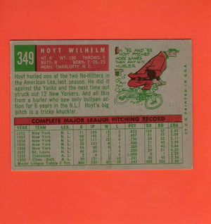 1959 Topps #349 Hoyt Wilhelm UER VG/EX Very Good/Excellent Baltimore Orioles