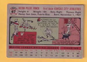 1956 Topps #67 Vic Power VG+ Very Good Plus Kansas City Athletics