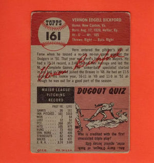 1953 Topps #161 Vern Bickford DP VG Very Good Boston Braves