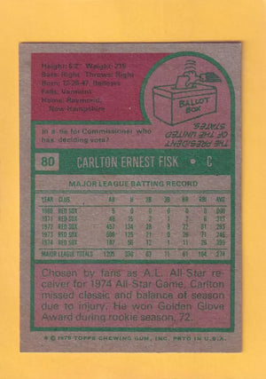 1975 Topps #80 Carlton Fisk EX+ Excellent+ Boston Red Sox #33065