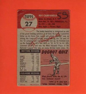 1953 Topps #27 Roy Campanella DP F Fair Brooklyn Dodgers