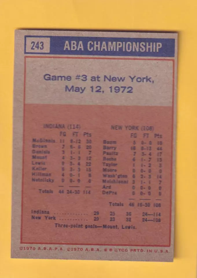 1972-73 Topps #243 ABA Playoffs Game 3 EX+ Excellent+ #32388