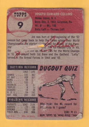 1953 Topps #9 Joe Collins P Poor New York Yankees #33047