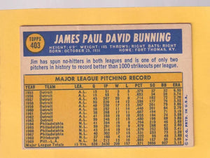 1970 Topps #403 Jim Bunning VG Very Good Philadelphia Phillies