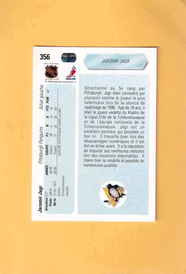 1990-91 Upper Deck #356 Jaromir Jagr NM-MT RC Rookie Pittsburgh Penguins #33205