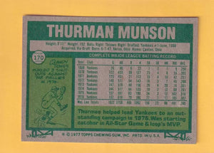 1977 Topps #170 Thurman Munson EX Excellent New York Yankees #33045