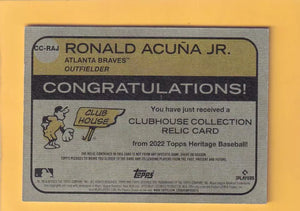 2022 Topps Heritage Clubhouse Collection Relics #CC-RAJ Ronald Acuna Jr. NM-MT+ MEM Atlanta Braves