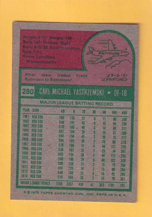 1975 Topps #280 Carl Yastrzemski EX/NM Boston Red Sox #33070