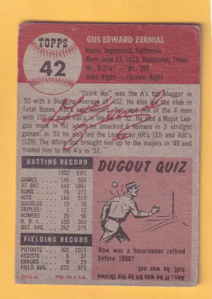 1953 Topps #42 Gus Zernial DP G Good Philadelphia Athletics #33050