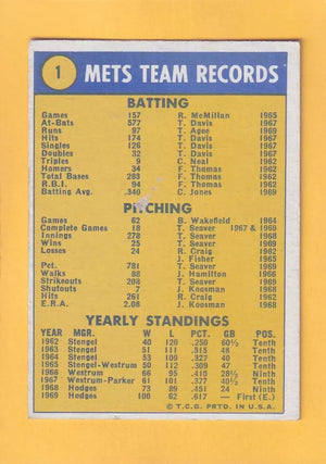 1970 Topps #1 World Champions Mets G/VG Good/Very Good (MK) New York Mets #33040