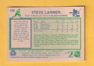 1983-84 O-Pee-Chee #105 Steve Larmer UER NM Near Mint RC Rookie Chicago Blackhawks #32348