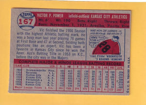 1957 Topps #167 Vic Power UER VG/EX Very Good/Excellent Kansas City Athletics #32469