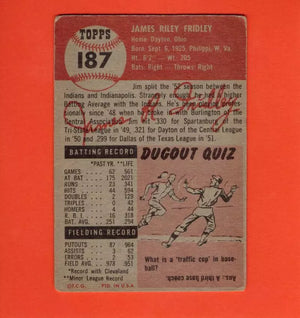 1953 Topps #187 Jim Fridley G Good Cleveland Indians