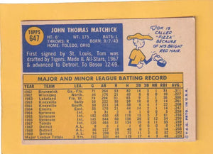 1970 Topps #647 Tom Matchick EX Excellent Boston Red Sox #32723