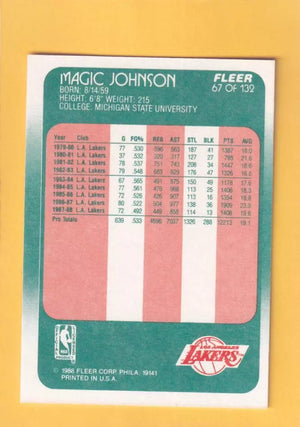 1988-89 Fleer #67 Magic Johnson NM Near Mint Los Angeles Lakers #32440