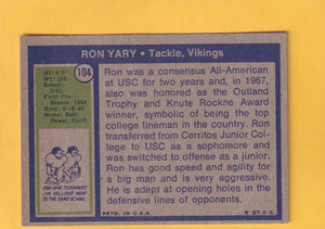 1972 Topps #104 Ron Yary EX Excellent RC Rookie Minnesota Vikings #32402