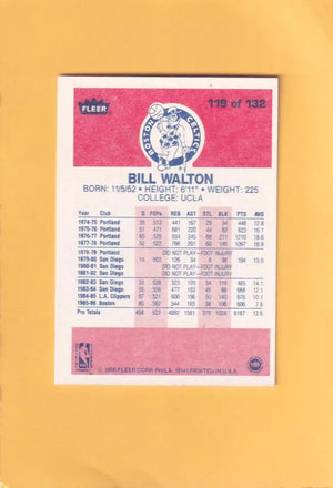1986-87 Fleer #119 Bill Walton NM Near Mint Boston Celtics #33216