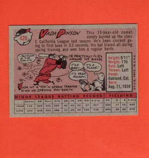 1958 Topps #420 Vada Pinson EX+ Excellent+ RC Rookie Cincinnati Reds