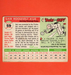 1955 Topps #59 Gair Allie F Fair Pittsburgh Pirates