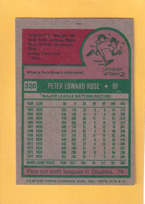 1975 Topps #320 Pete Rose EX/NM Cincinnati Reds #33072