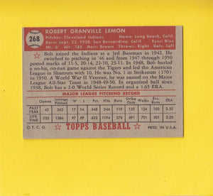 1952 Topps #268 Bob Lemon Cleveland Indians VG/EX #13425 Image 2