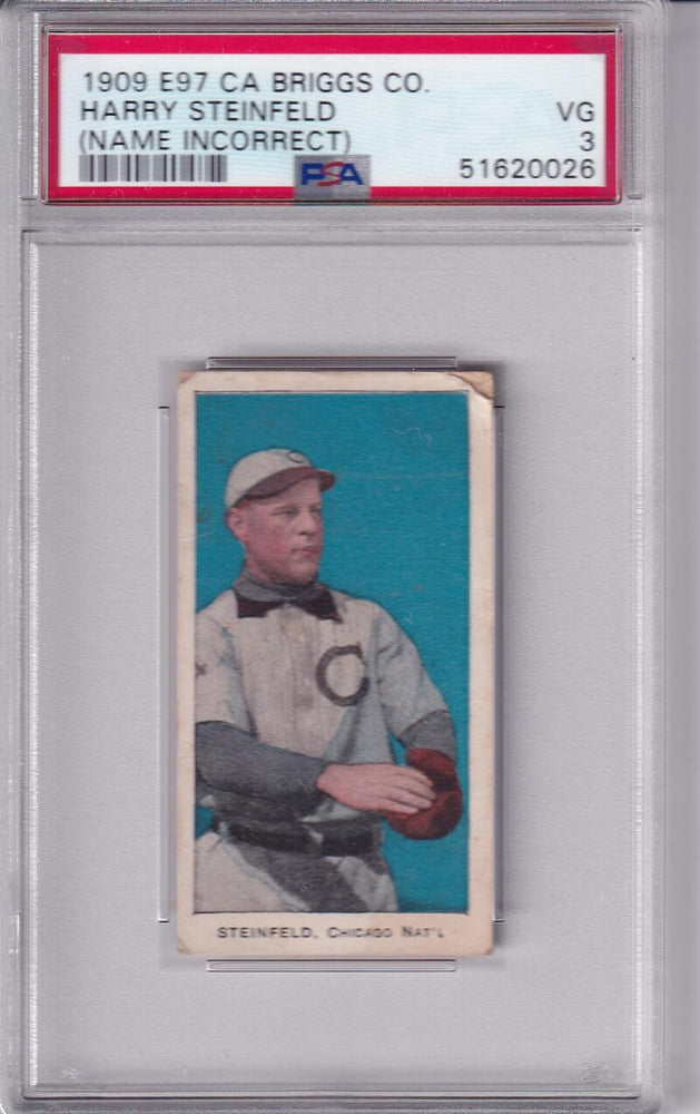 1909 E97 C.A.Briggs Co. #28B Harry Steinfeld (error) PSA 3 Chicago Cubs #15699 Image 1