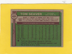 1976 Topps #600 Tom Seaver NY Mets EX Excellent #19099 Image 2