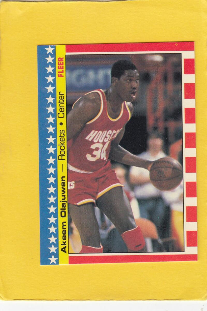 1987-88 Fleer Stickers #3 Hakeem Olajuwon Houston Rockets NM-MT #23361 Image 1