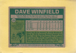 1977 Topps #390 Dave Winfield VG+ Very Good Plus San Diego Padres #27056 Image 2