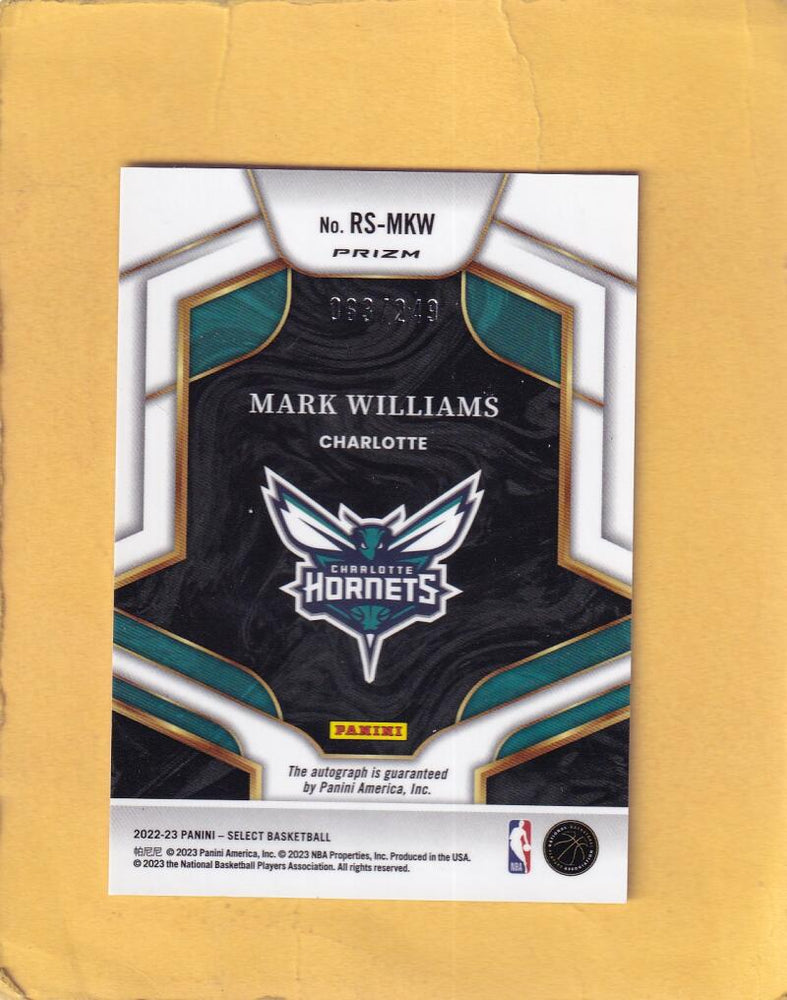 2022-23 Panini Select Rookie Signatures #30 Mark Williams NM-MT+ RC Rookie Auto 63/249 Charlotte Hornets Image 2