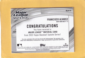 2023 Topps Update Series Major League Material #MLM-FA Francisco Alvarez NM-MT+ MEM New York Mets Image 2