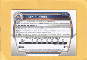 2023 Bowman Prospects Fuchsia #BP-50 Alex Ramirez NM-MT+ 101/299 New York Mets Image 2