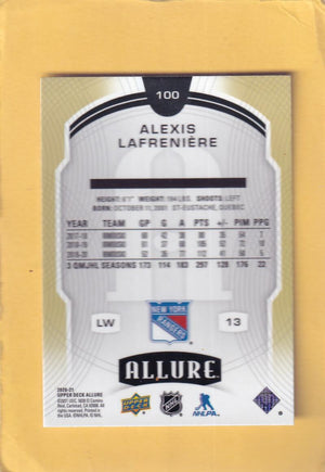 2020-21 Upper Deck Allure #100 Alexis Lafreniere NM-MT+ RC Rookie New York Rangers Image 2