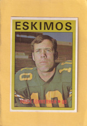 1972 O-Pee-Chee CFL #104 Bruce Lemmerman NM Near Mint Edmonton Eskimos #28275 Image 1