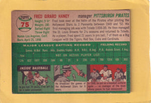 1954 Topps #75 Fred Haney MG VG/EX Very Good/Excellent RC Rookie Pittsburgh Pirates #28332 Image 2