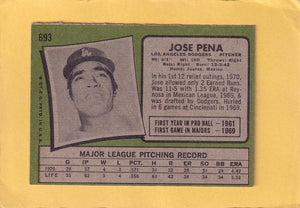 1971 Topps #693 Jose Pena EX+ Excellent+ SP Los Angeles Dodgers #28363 Image 2