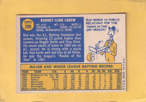 1970 Topps #290 Rod Carew EX+ Excellent+ Minnesota Twins #28506 Image 2