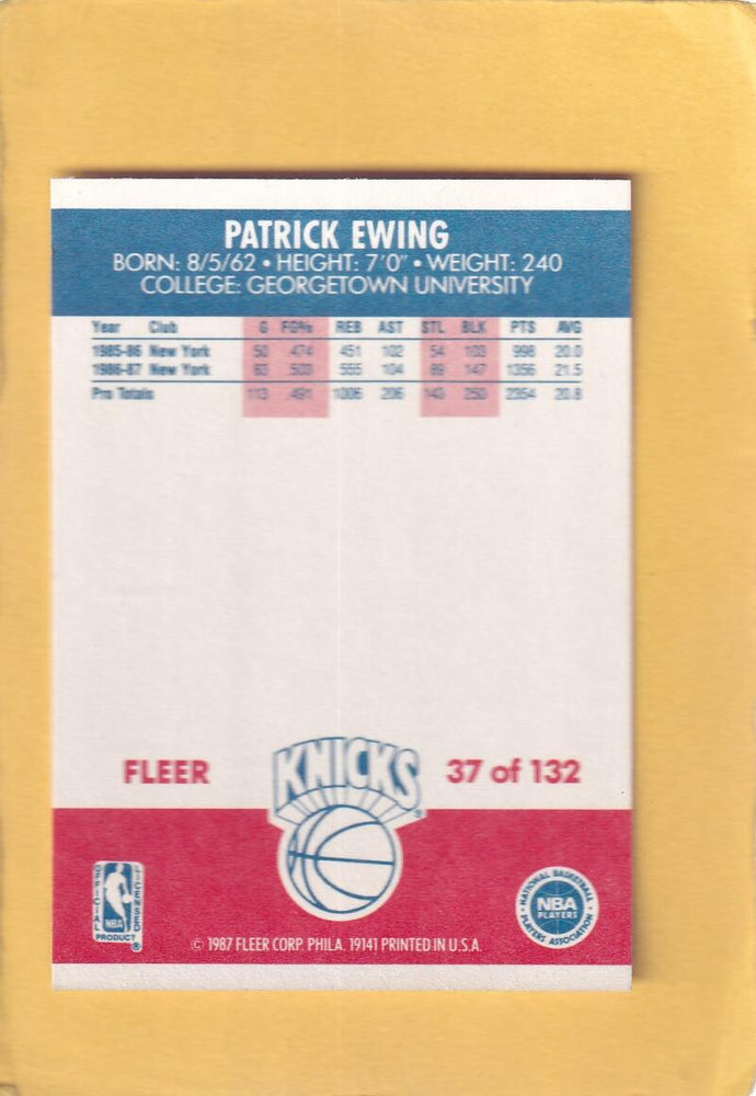 1987-88 Fleer #37 Patrick Ewing NM-MT New York Knicks #28564 Image 2