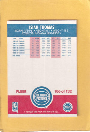 1987-88 Fleer #106 Isiah Thomas NM-MT Detroit Pistons #28571 Image 2